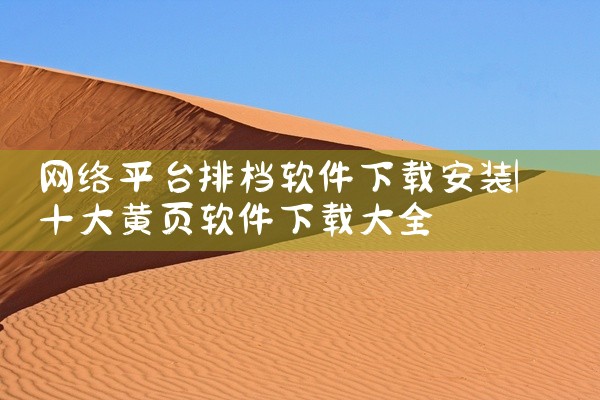 网络平台排档软件下载安装