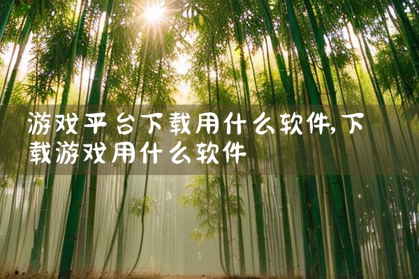 游戏平台下载用什么软件